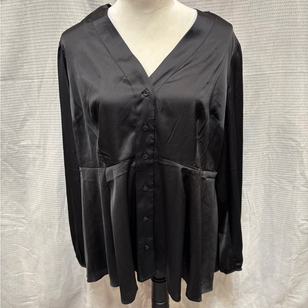 Torrid Black Satin Blouse